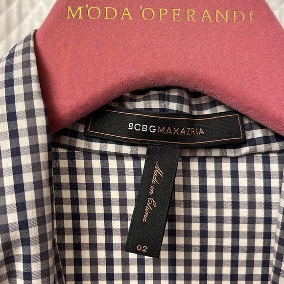 Above knee, US size 2, blue/black BCBG MaxAzria gingham dress - Picture 3 of 5